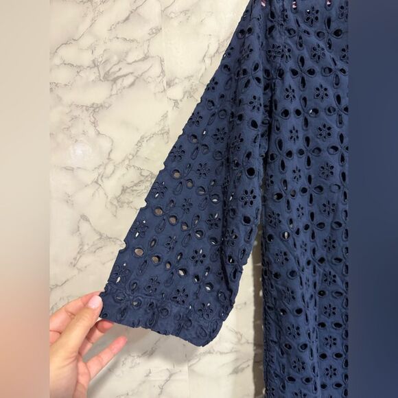 J.Crew Laser-Cut Eyelet Tunic Coverup in Midnight Navy Size S - Picture 4 of 12